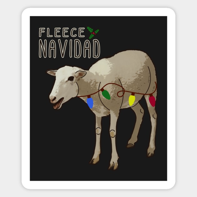 Fleece Feliz Navidad Pun Christmas Sheep with Lights Sticker by charlescheshire